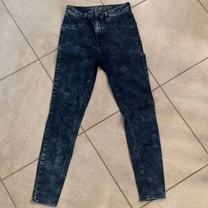American Eagle Outfitters Sky High Acid Wash Skinny Jeggings - Dark Blue